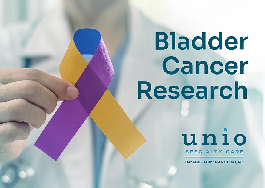 Bladder cancer awareness ribbon in marigold blue purple symbolic